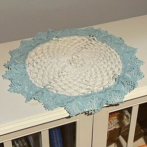 Handmade Crocheted Blue and White Mandala